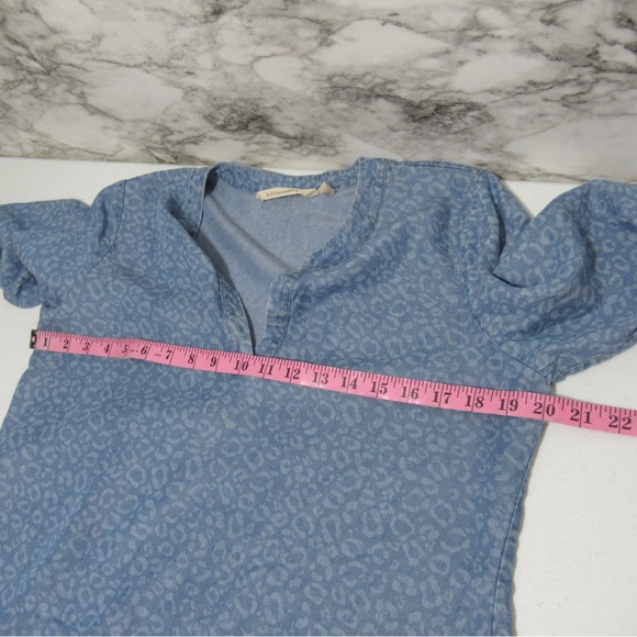 Soft Surroundings Chambray Leopard Print Pullover Tunic Top Size Small - Picture 7 of 10